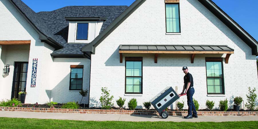 tech installing Trane unit